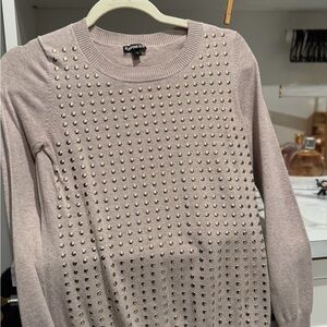 Express Nude Sweater with Gold Accents